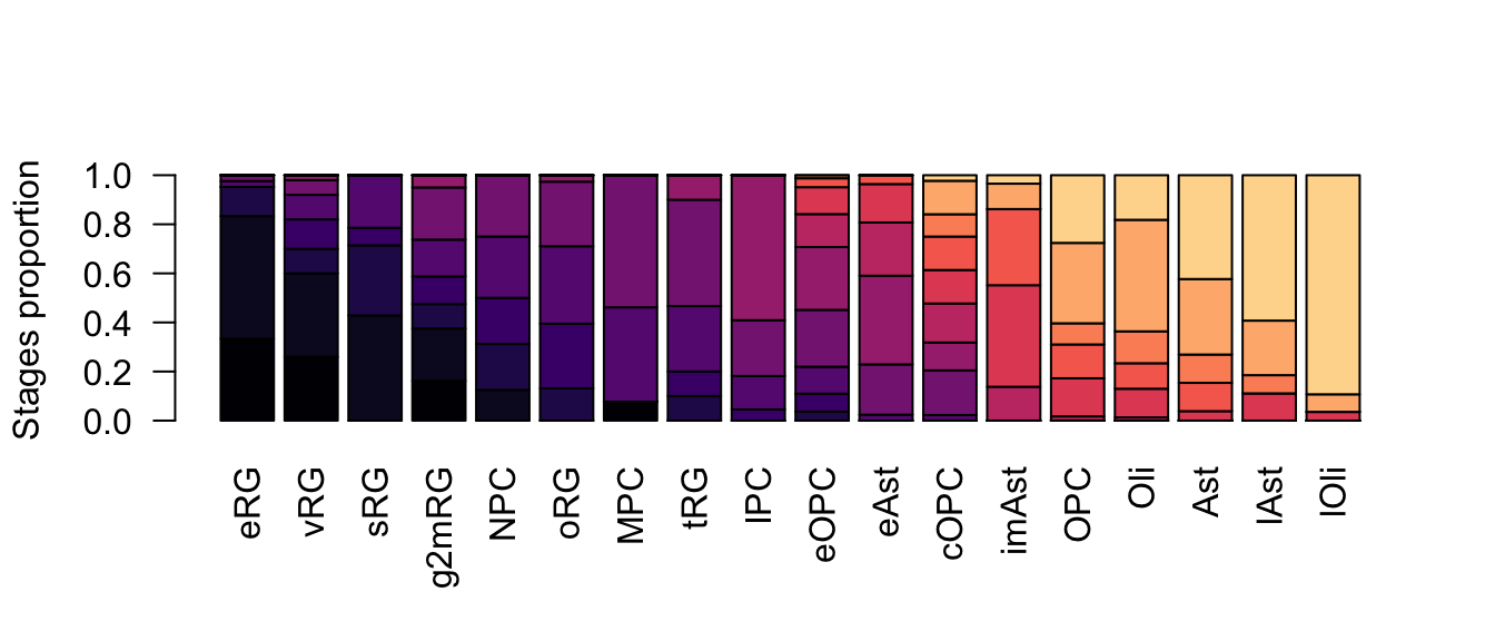 Gliogenesis subclasses proportions.